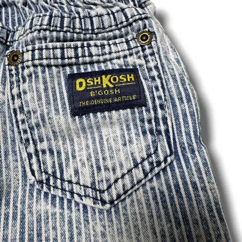 Vintage 80s OshKosh B'Gosh Hickory Stripe Railroad Workwear Jeans USA Made 2T